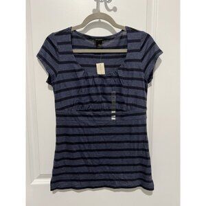Ann Taylor Short Sleeve Shirt - Black/Blue Striped - Size M - NWT